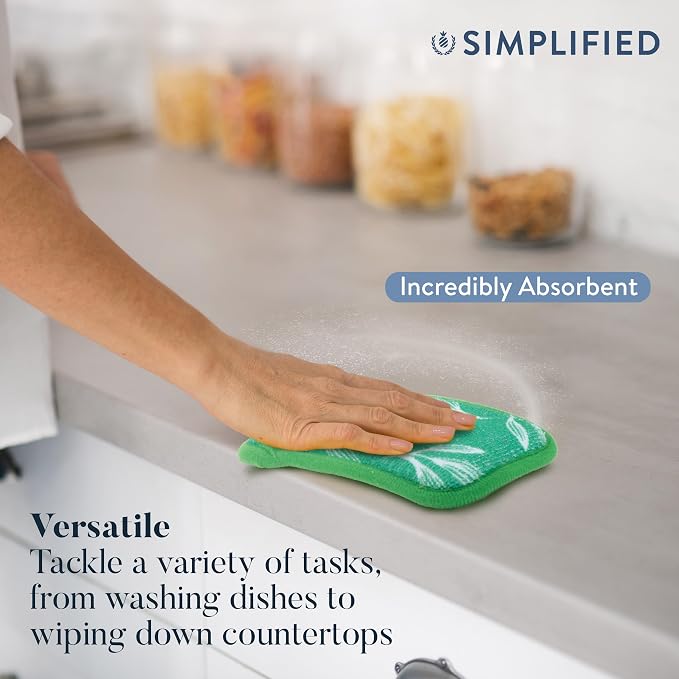 Simplified 5-Pack Scrub & Wipe 2-in-1 Dishwashing Sponges - Image 4