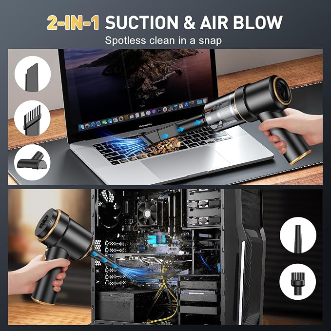 KMM Handheld Car Vacuum Cleaner, 9000PA Vacuum Cleaner & Air Duster, 120W High - Image 3