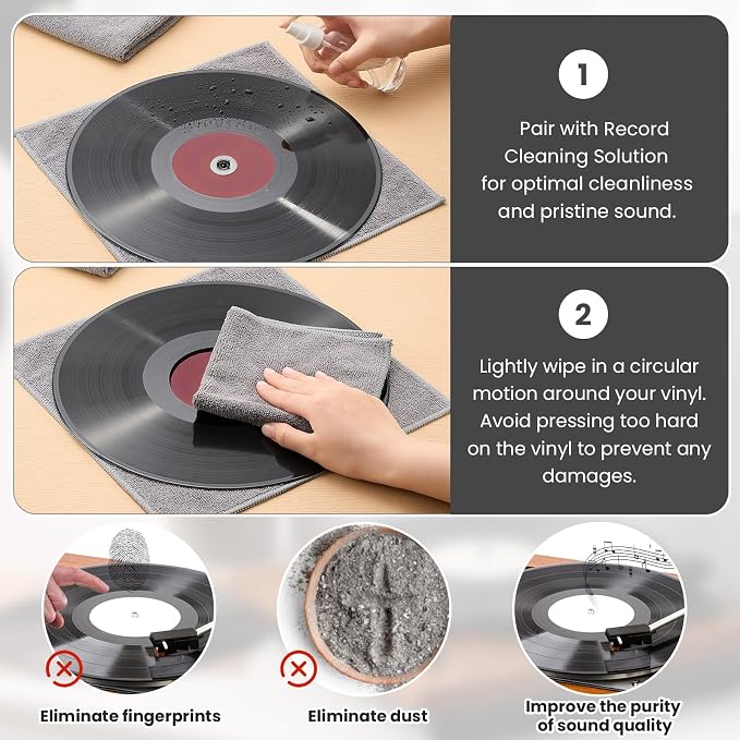 Honeydak 8 Pack Microfiber Record Cleaning Cloth, TV Screen, Musical Instrument - Image 4