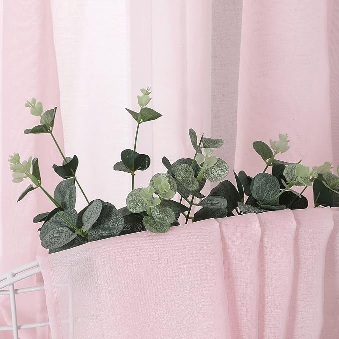 Tollpiz Sheer Curtains Linen Textured Bedroom Curtain Sheers Light Filtering - Image 6