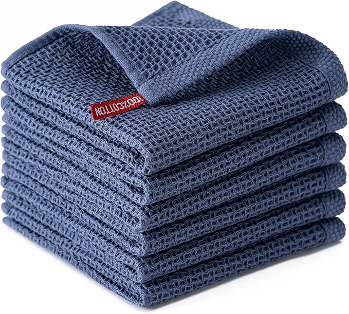 BOOMIBOO 6-Pack Kitchen Dish Cloths, 100% Cotton Waffle Weave, Ultra Soft by BOOMIBOO
