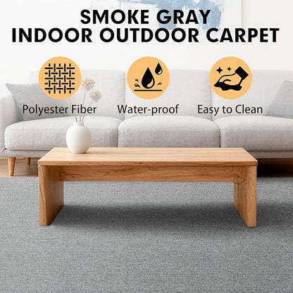 Marine Carpet,6 FT x 10 FT Smoke Gray Indoor Outdoor Carpet 0.2" Thick Boat Carpet with Water-Proof TPE Backing, Non-Slide Outdoor Marine Carpet Roll for Home, Patio, Porch, Deck