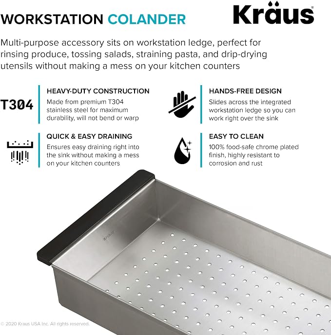 KRAUS Stainless Steel Colander for Workstation Kitchen Sink - Image 6