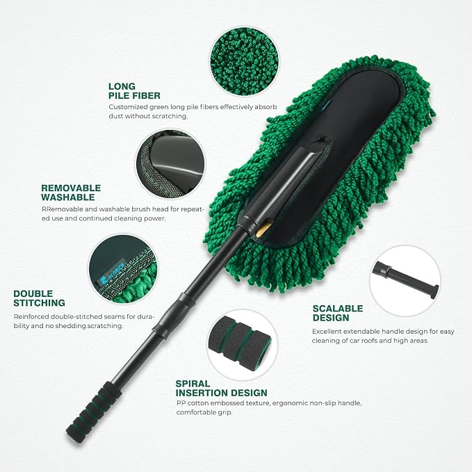 FLORICH Microfiber Car Duster Kit, Large Extendable Car Duster Exterior Scratch - Image 2