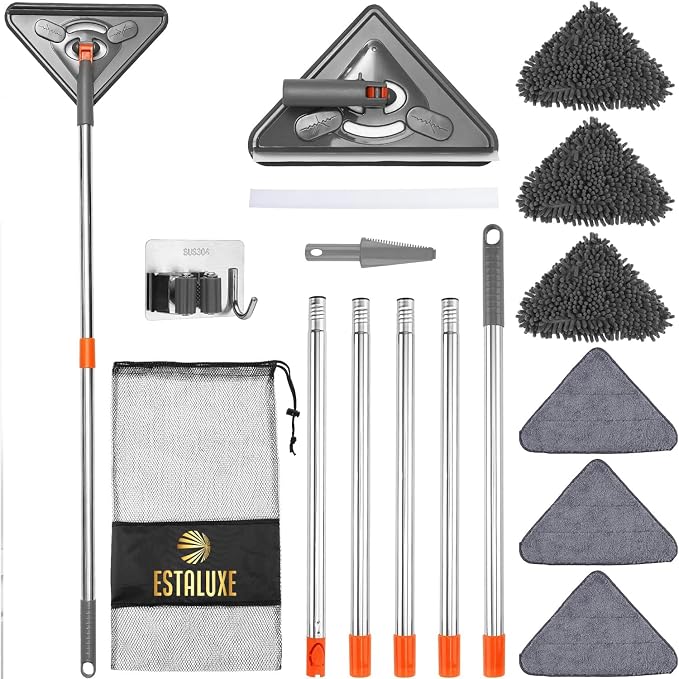 85" Wall Mop Cleaner with Long Handle and Stainless Steel Hook by ESTALUXE
