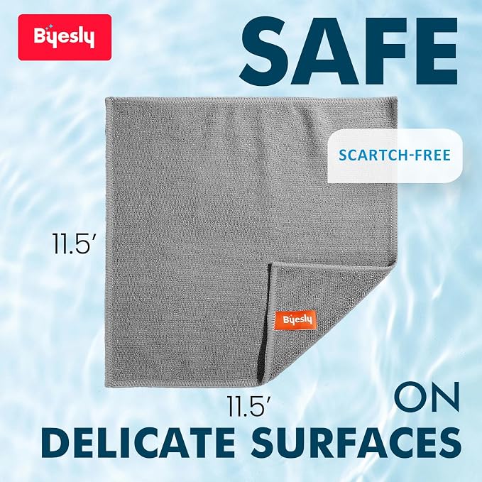 12-Pack Microfiber Cleaning Cloth, 11.5x11.5 Microfiber Towels - Image 3