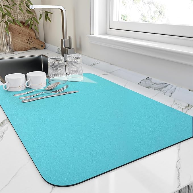 Dish Drying Mat for Kitchen Counter, Heat Resistant Drainer Mats by HotLive