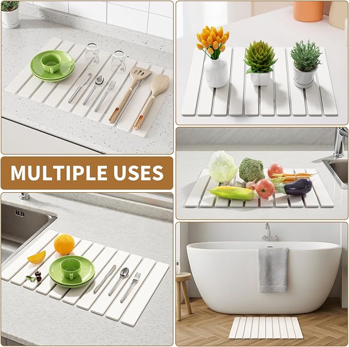 Large Stone Dish Drying Mats for Kitchen Counter, 23.6''x15.3'' Foldable Quick - Image 7