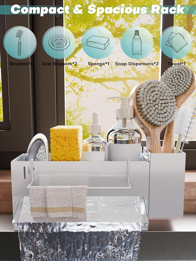 Sponge Holder for Kitchen Sink, Space-Saving Sink Caddy - Image 2