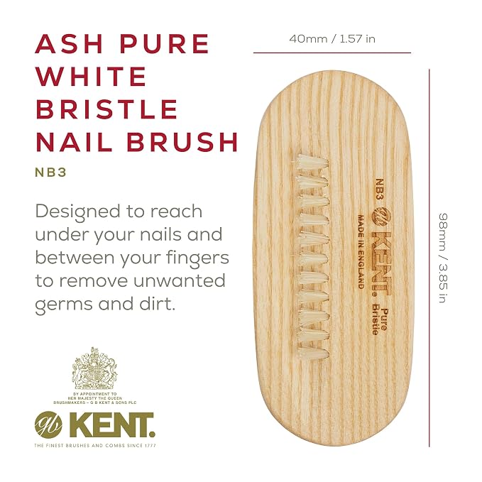 Kent NB3 Natural Bristle Fingernail Brush and Hand Scrub Brush - Image 2