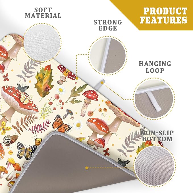 Magic Mushroom Dish Drying Mats Botanical Decorative Absorbent Drying Pad - Image 4