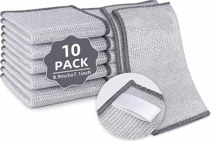 Silver Mesh Dish Cloths – Non Scratch, Odor Free, Quick Dry Wire Cleaning Pads by BDPrimeVentures
