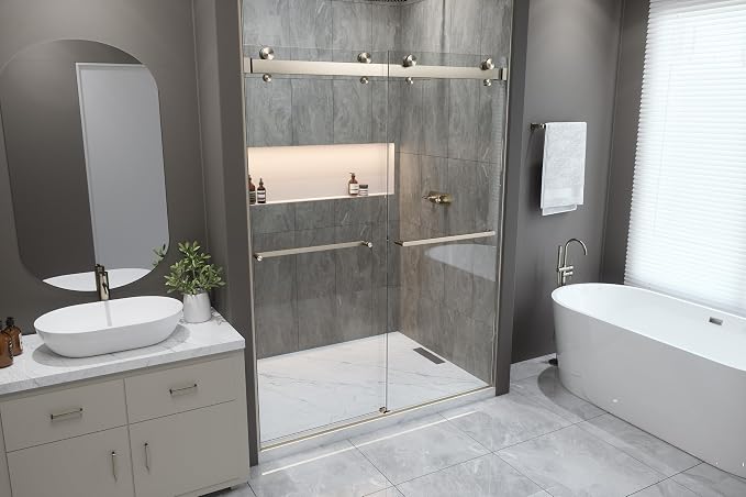 Twinglide VITRA-200 Frameless Shower Door 56.5-59" Width x 78" Height - Image 3