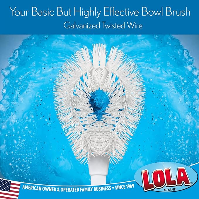 LOLA Toilet Bowl Brush w/Curved Head, 3 Pack, Coated Wire, Durable Poly Bristles - Image 3