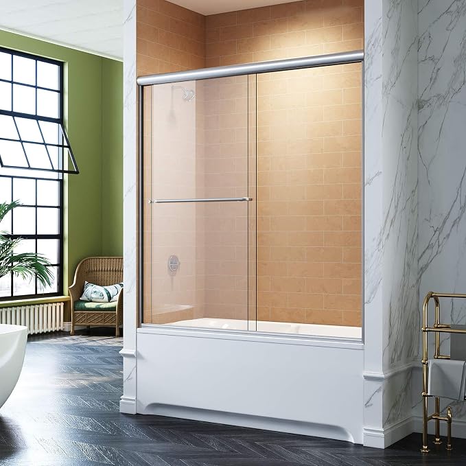 SUNNY SHOWER Bathtub Shower Door 60" W x 62" H Semi-Frameless Double Sliding - Image 2
