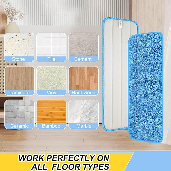 8 Pack 16.5 inch Reusable Mop Pads Microfiber Spray Mop Replacement Heads - Image 4