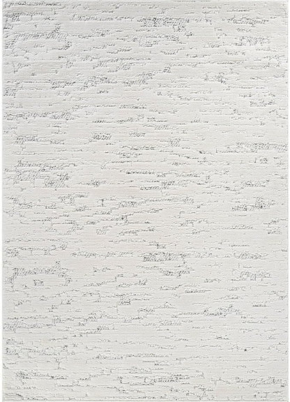 Beverly Rug Micro Loop Area Rug White/Gray 5x7 Abstract Modern Luxury Brushstroke Durable Soft Indoor Rugs for Living Dining Room Office Stain Resistant Non Shedding Casual Indoor Carpet 5 x 7