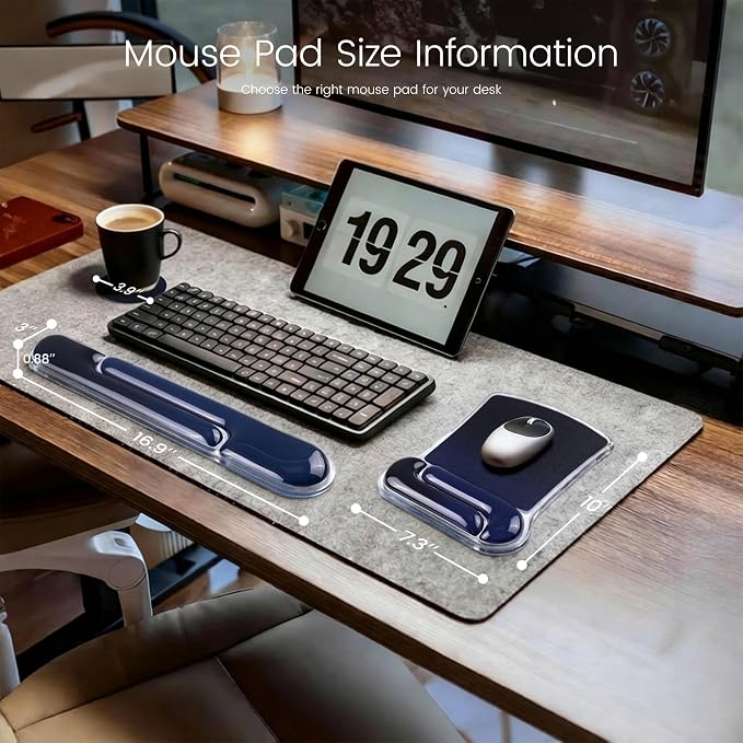 Ospelelf Mouse Pad with Wrist Rest and Ergonomic Gel Keyboard Hand Wrist - Image 7