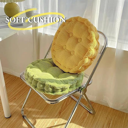 Large Square and Round Floor Cushions for Adults 2 Pack Meditation Floor Pillow Orange Corduroy Floor Seat Pillows Cushion for Living Room Balcony Tatami Yoga,18x18 Inch