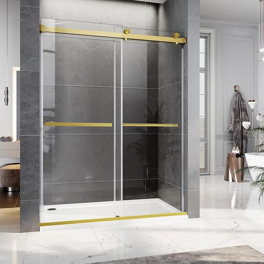 Frameless Sliding Shower Door, Stainless Steel Hardware, Double Sliding Shower by AquivaCoast