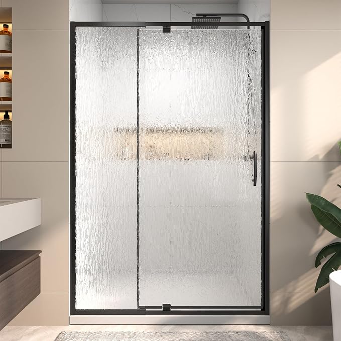 44-48" W x 71" H Pivot Glass Shower Door, 1/4" Thick SGCC Tempered Rain Glass - Image 3