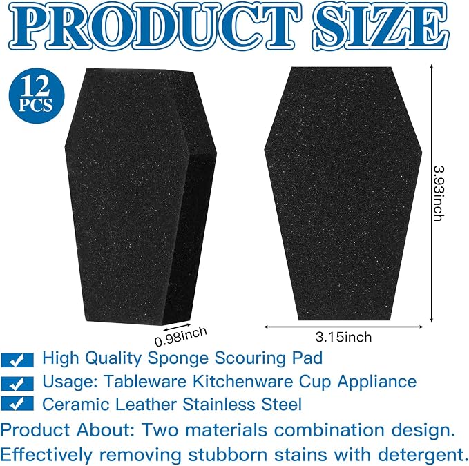 Tioncy 12 Pack Gothic Kitchen Decor Bulk Dual Sided Scrubber Gothic Sponges - Image 3