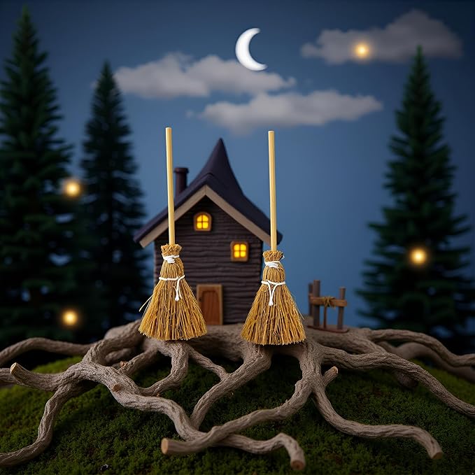 5Pcs Witch Broom, Miniature Broom Props Artificial Mini Broom Fairy Hopuse - Image 4