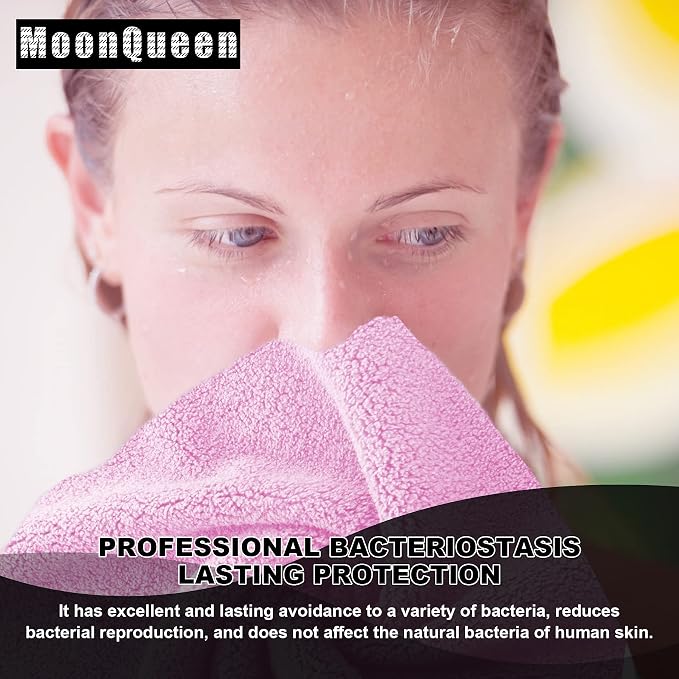 MOONQUEEN Microfiber Facial Cloths Fast Drying Washcloth 12 Pack - Image 5