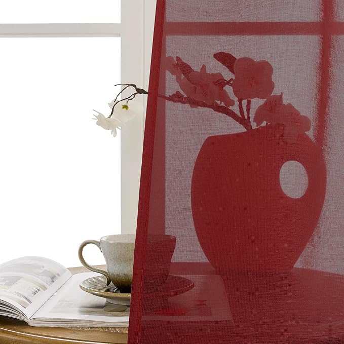 Tollpiz Short Sheer Door Curtains Closet Linen Textured Curtains Sheer Doorway - Image 9