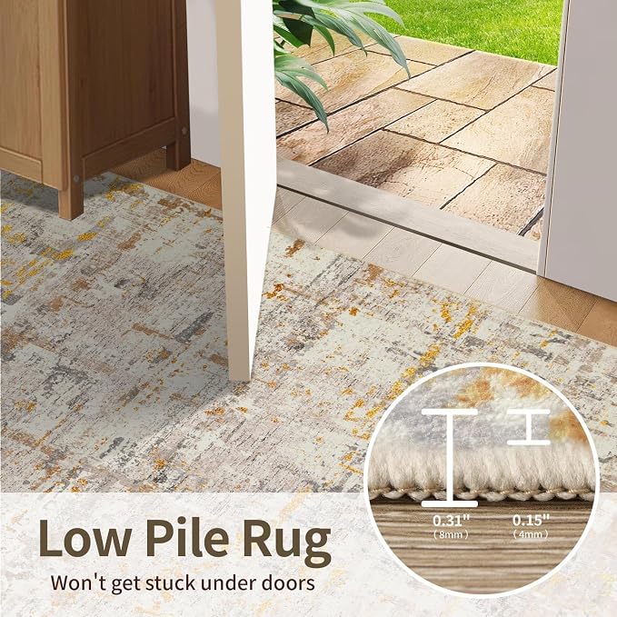 6x9 Washable Area Rug for Living Room, Modern Abstract Large Boho Rugs for - Image 6