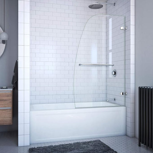 DreamLine Aqua Uno 34 in. W x 58 in. H Frameless Hinged Tub Door in Chrome by DreamLine