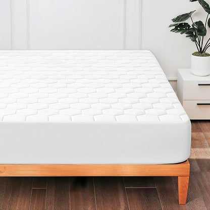 Hearth & Harbor Twin Size Quilted Fitted Mattress Pad Cover, 100% Waterproof Mattress Protectors, Deep Pocket Fitted Mattress Cover 8" - 21" (39" x 75", White)