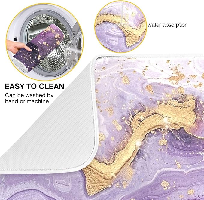 Marble Purple Gold Dish Drying Mat - Image 2