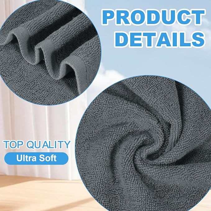 12 Pack 100% Cotton Wash Cloth, 12x12 Inch Highly Absorbent and Soft Feel - Image 2
