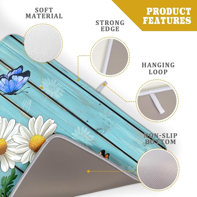 Spring Summer Daisy Flowers Dish Drying Mat - Image 4