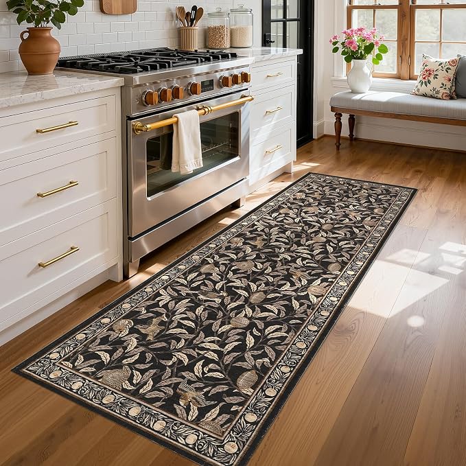GarveeHome 2x6 Runners for Hallways Non Slip, Boho Leaf Kitchen Runner Rug by GarveeHome