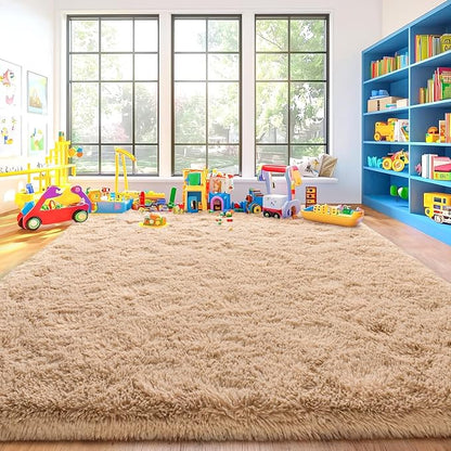 Area Rugs for Living Room, Soft Shaggy Carpets for Living Room, Fuzzy Rugs for Kids' Room, Perfect Decor for Modern Home Camel 9x12 Feet