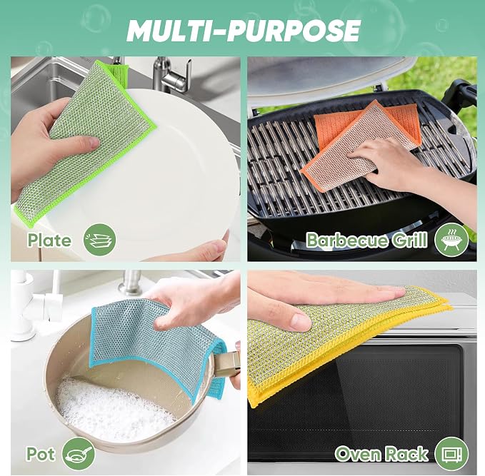 Orighty Multipurpose Wire Dishwashing Rag, Reusable Steel Scrubber Dishcloth - Image 7