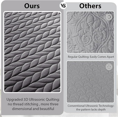IR Imperial Rooms 8 Pack California King Quilt Bedding Set (118"x106") - Bulk Wholesale for Hotels, Guest Bedroom & Airbnbs - Lightweight Microfiber Reversible Embossed Quilts Bedspread (Grey)