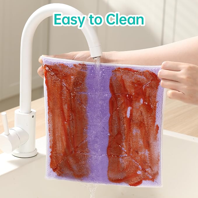 JOYMOOP 10 Pack Microfiber Cleaning Cloth 10” x 10”, Mixed Color Kitchen Towels - Image 8