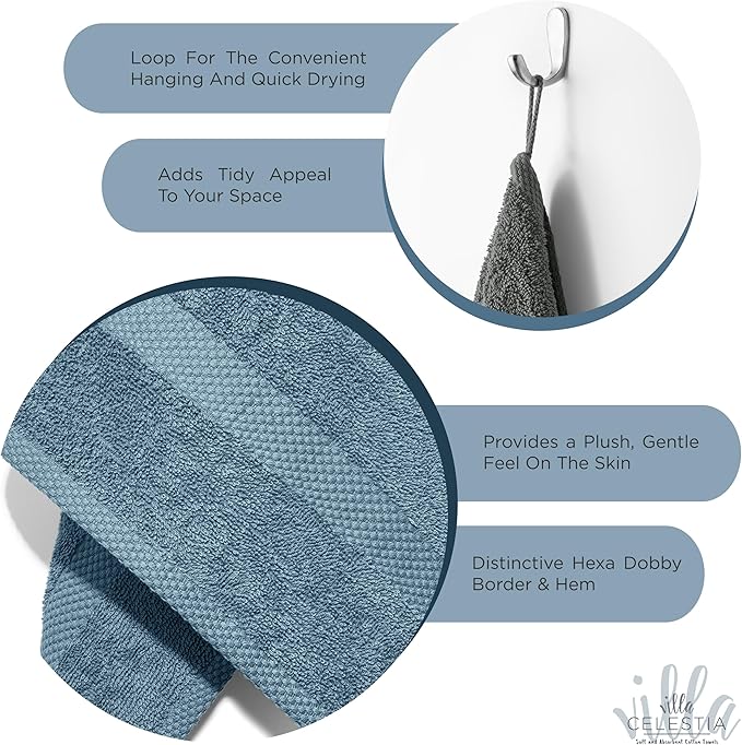 100% Cotton Bath Towel Set of 18-4 Bath Towels, 6 Hand Towels, 8 Wash Cloths - Image 4
