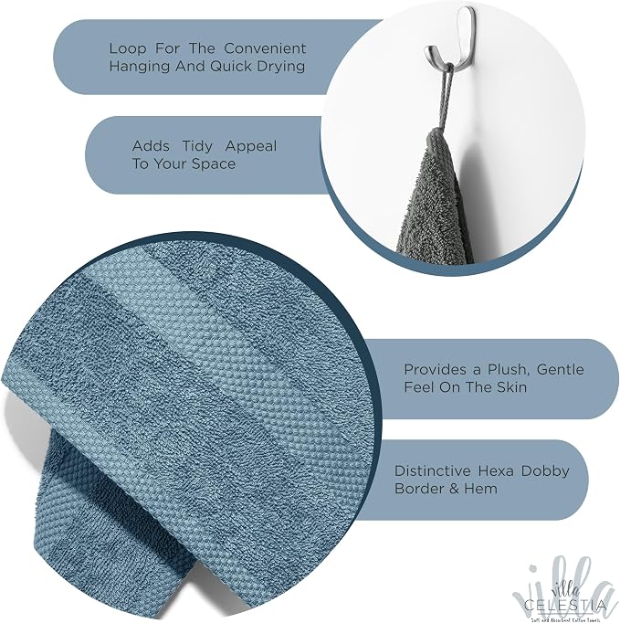 100% Cotton Hand Towel Set of 4, Sustainable, Highly Absorbent, Quick Drying - Image 4