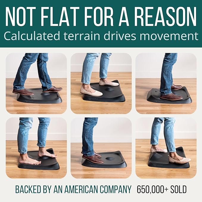 Topo Mini Comfort Mat by Ergodriven | The Smaller Not-Flat Anti-Fatigue Standing Desk Mat with Calculated Terrain | Accessories | Obsidian Black