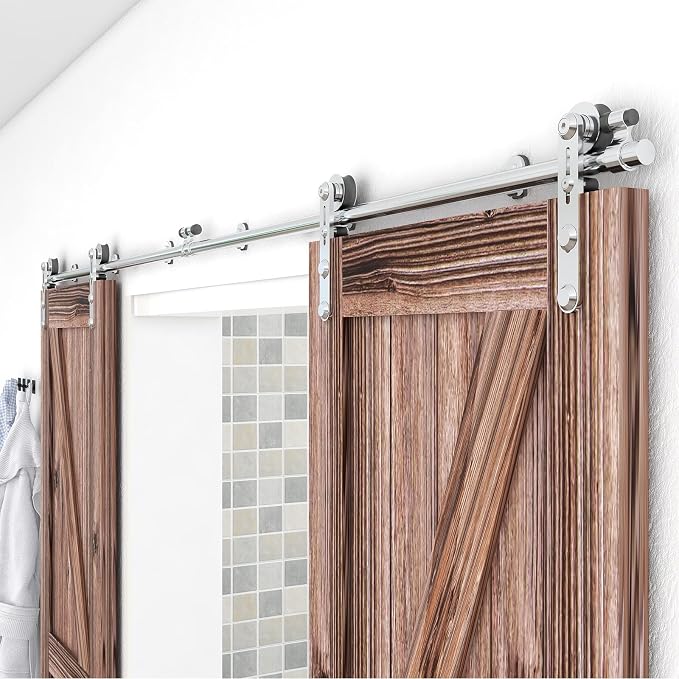 TSMST 6FT Sliding Barn Door Hardware Kit, Stainless Steel Heavy Duty Sturdy - Image 2