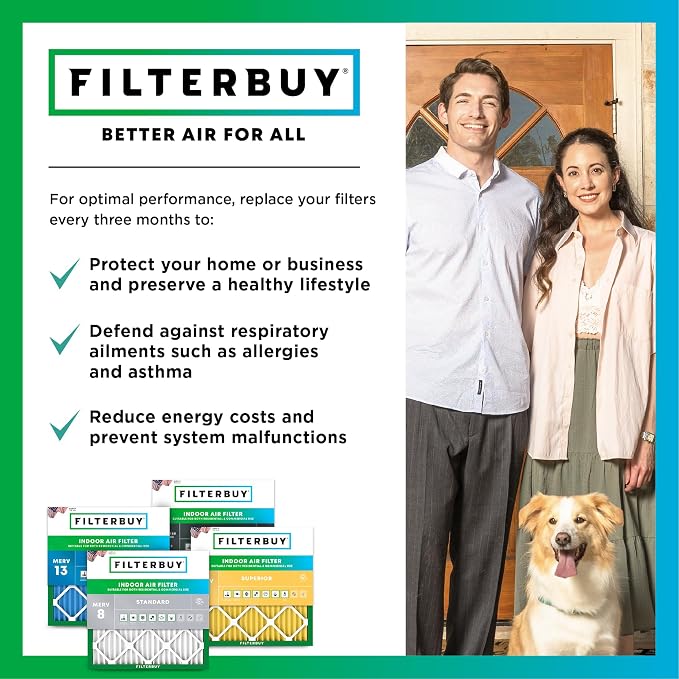 Filterbuy 24x24x2 Air Filter MERV 8 Dust Defense Replacement, Electrostatic - Image 7