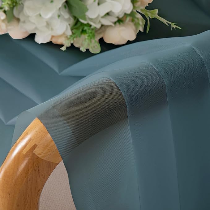 Chyhomenyc Stone Blue Sheer Curtains 30 inch Length 2 Panels, Light Filtering - Image 4