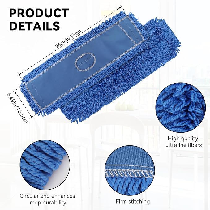 BeiLan 3 Pack 24 Inch Microfiber Dust Mop Head, Medium Washable Commercial - Image 7