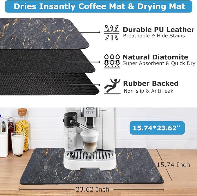 Dish Drying Mat Coffee Bar Mat for Kitchen Counter, Absorbent Dish Rack Pad - Image 5