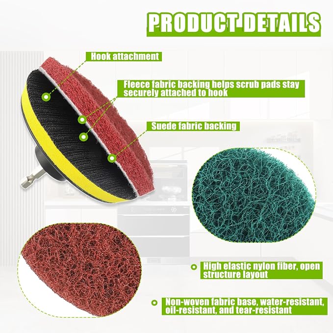 5 Inch Scrub Drill Brush Power Scouring Pads Household Cleaning Set - Image 3