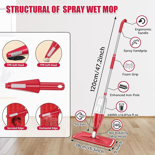 Spray Wet Mops for Hardwood Floor Cleaning: EXEGO Microfiber Dry Dust Spray Mop - Image 2